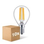 Voordeelpak 10x Philips Corepro LED Lustre E14 Kogel Filament Helder 6.5W 806lm - 827 Zeer Warm Wit | Vervangt 60W