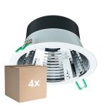Voordeelpak 4x Philips LED Downlight Coreline DN142B Aluminium Wit 11W 1200lm 60D - 830 Warm Wit | Zaagmaat 155mm - IP20 - UGR<19