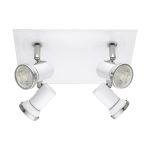 Eglo Plafondlamp Tamara 1 Staal Wit Chroom 4x2.8W 4x250lm - 830 Warm Wit | IP44 - Incl. 4x GU10